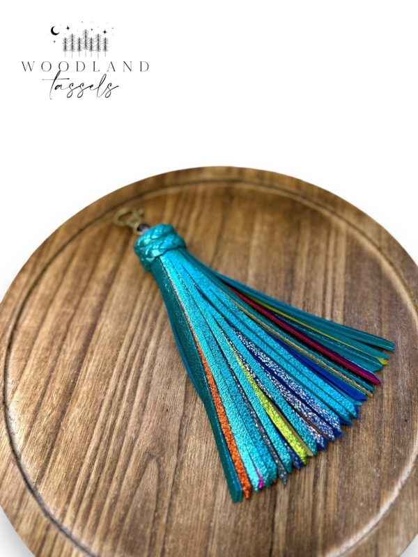 Product Image for  Aqua Rainbow Leather Tassel