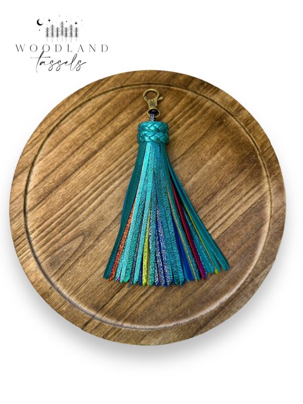 Product Image for  Aqua Rainbow Leather Tassel