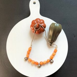 Product Image for  Quartzite orange nugget stone with vintage brass art