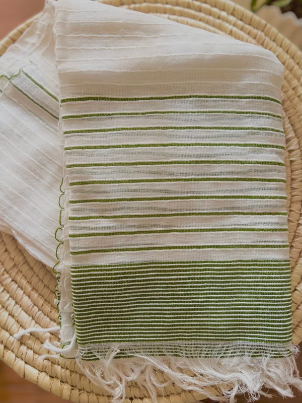 Product Image for  Menen summer scarf with green stripes