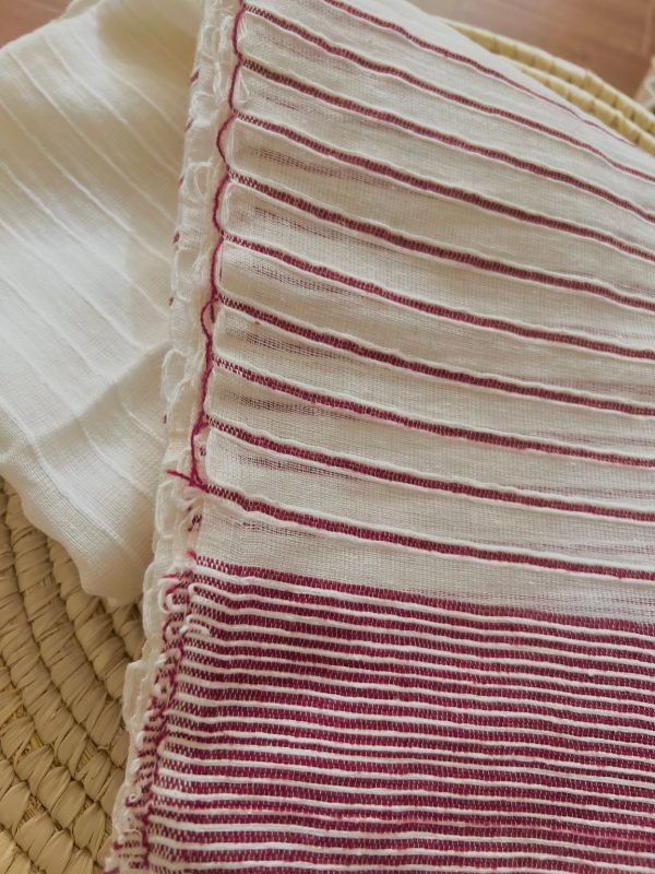 Product Image for  Menen summer scarf with white& Burgundy stripes