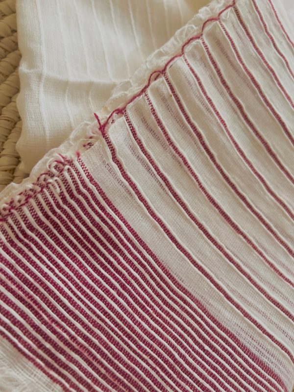 Product Image for  Menen summer scarf with white& Burgundy stripes