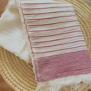 Product Image for  Menen summer scarf with white& Burgundy stripes