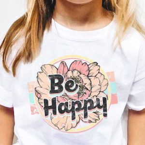 Product Image for  Retro Floral Be Happy Kids Graphic Tee