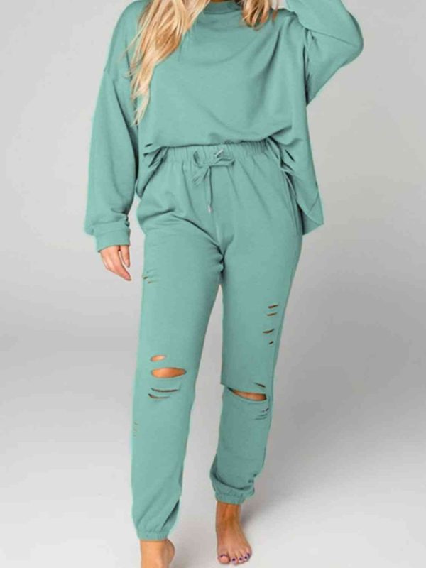 Product Image for  Distressed Sweatshirt and Joggers Set