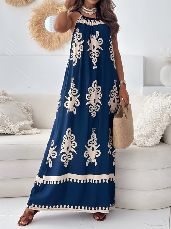 Product Image for  Printed Spaghetti Strap Sleeveless Maxi Dress