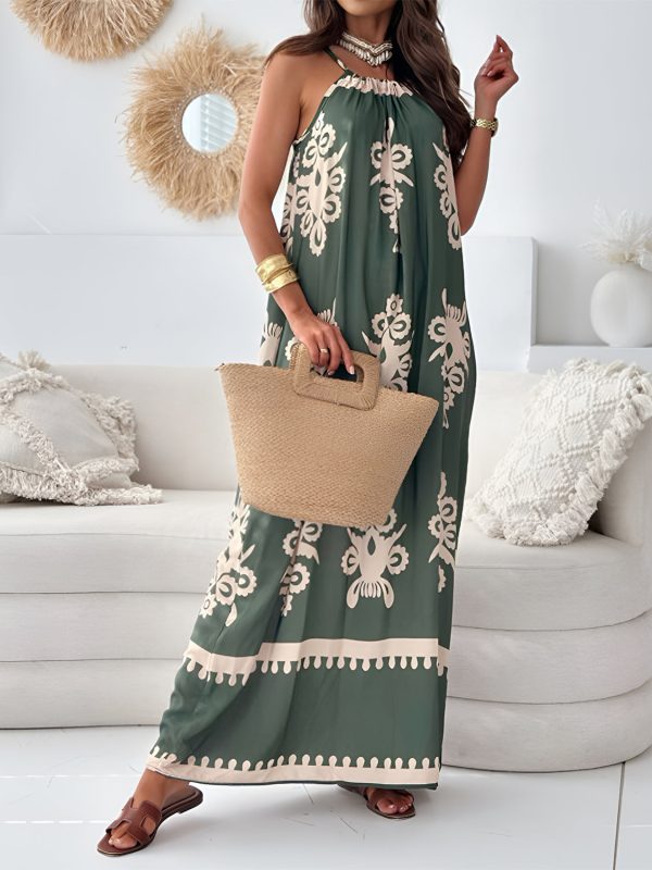 Product Image for  Printed Spaghetti Strap Sleeveless Maxi Dress