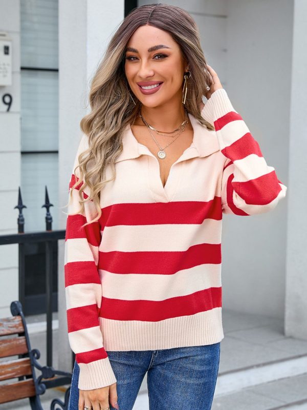 Product Image for  Striped Johnny Collar Knit Top