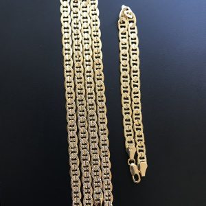 Product Image for  14k Gold Plated Mariner Chain and Bracelet 24″ and 8″