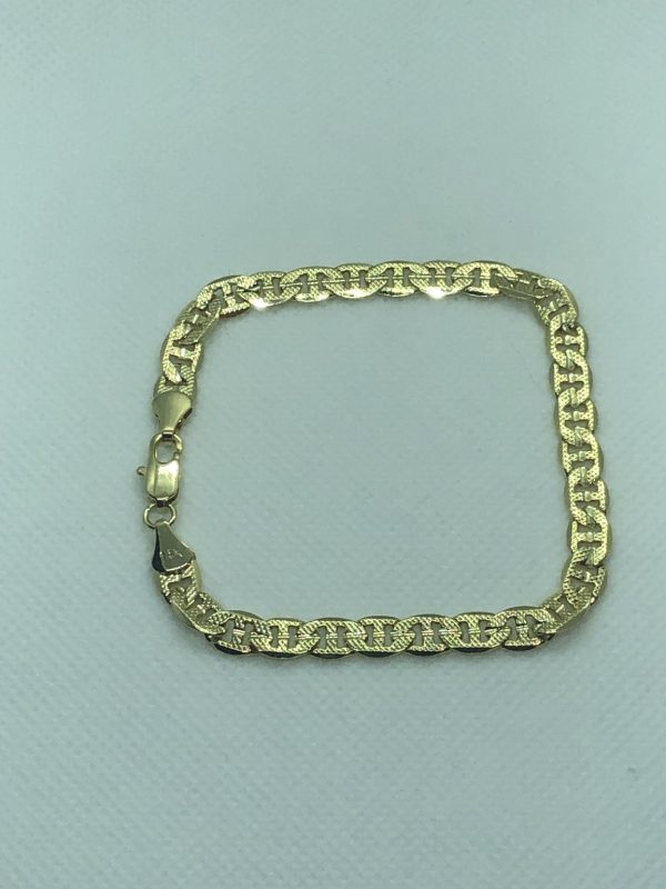 Product Image for  14k Gold Plated Mariner Bracelet 6mm 8″ Hammered texture