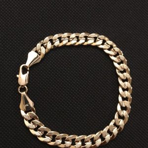 Product Image for  14k Yellow Gold Plated Cuban Bracelet 8″ Textured