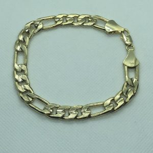 Product Image for  14k Gold Plated Figaro Bracelet 10mm 9″