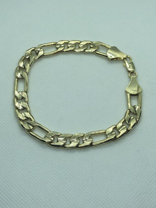 Product Image for  14k Gold Plated Figaro Bracelet 10mm 9″