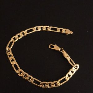 Product Image for  14k Yellow Gold Plated Figaro Bracelet 8″ Textured