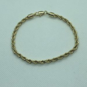 Product Image for  14k Gold Plated Rope Bracelet 4mm 8″