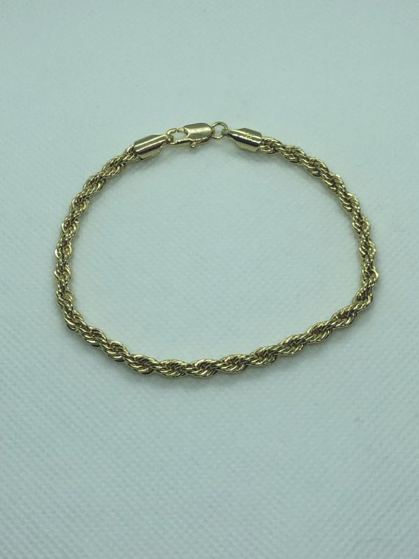 Product Image for  14k Gold Plated Rope Bracelet 4mm 8″