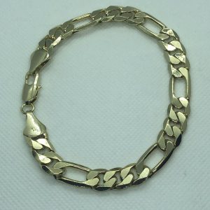 Product Image for  14k Gold Plated Figaro Bracelet 9″