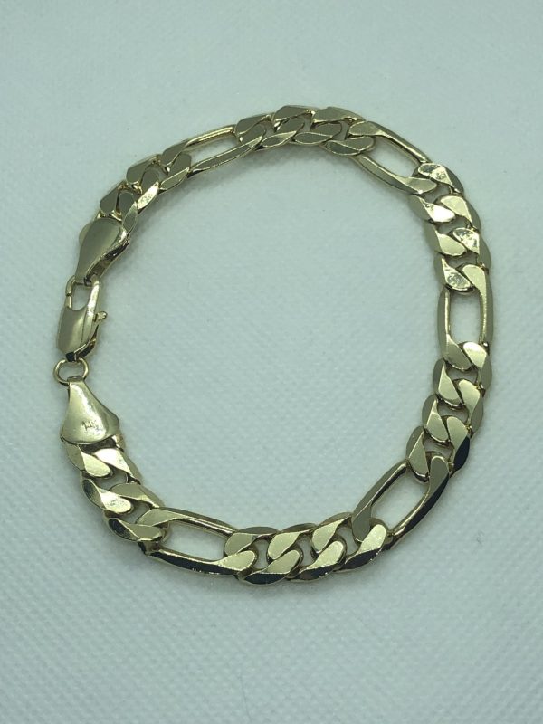 Product Image for  14k Gold Plated Figaro Bracelet 9″