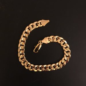 Product Image for  14k Gold Plated Cuban Bracelet 9″ Textured