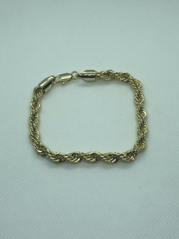 Product Image for  14k Gold Plated Rope Bracelet 6mm 8″