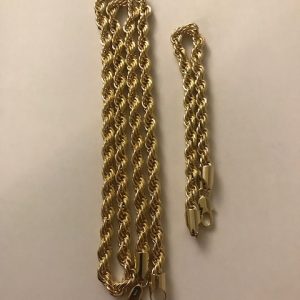 Product Image for  14k Gold Plated Rope Chain and Bracelet