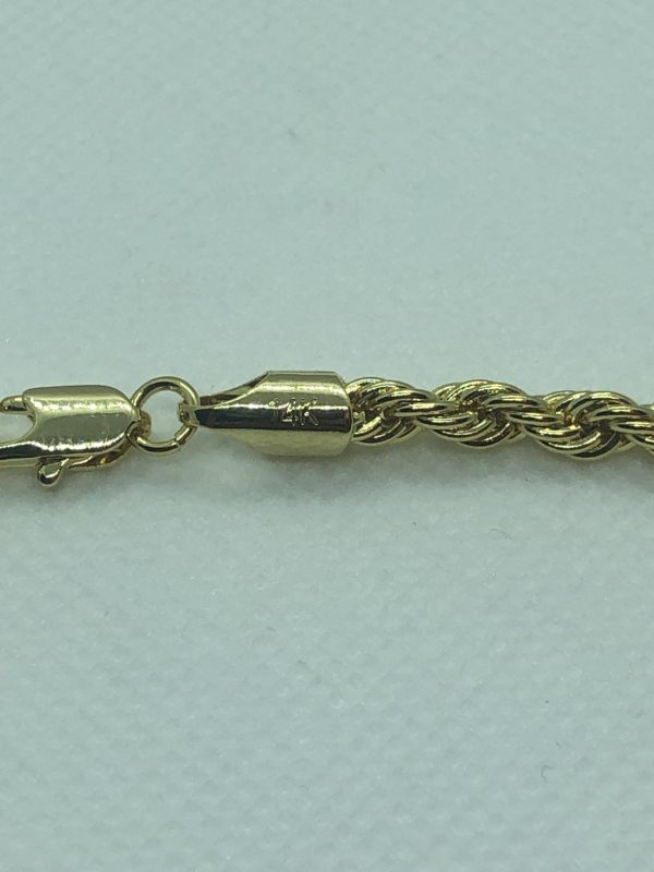 Product Image for  14k Gold Plated Rope Bracelet 4mm 8″